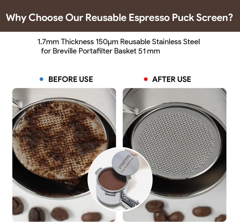 symtype Store Espresso Accessories Kit 51mm Tamper: Espresso Tamper Set, Coffee Tamper Espresso Tools with WDT Tool, Puck Screen, Dosing Funnel | Espresso Kit Espresso Machine Accessories Fit 51mm Portafilters - Image 4